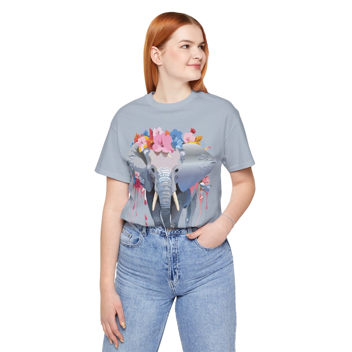 Natural Cotton Tee Shirt with Elephant Printify