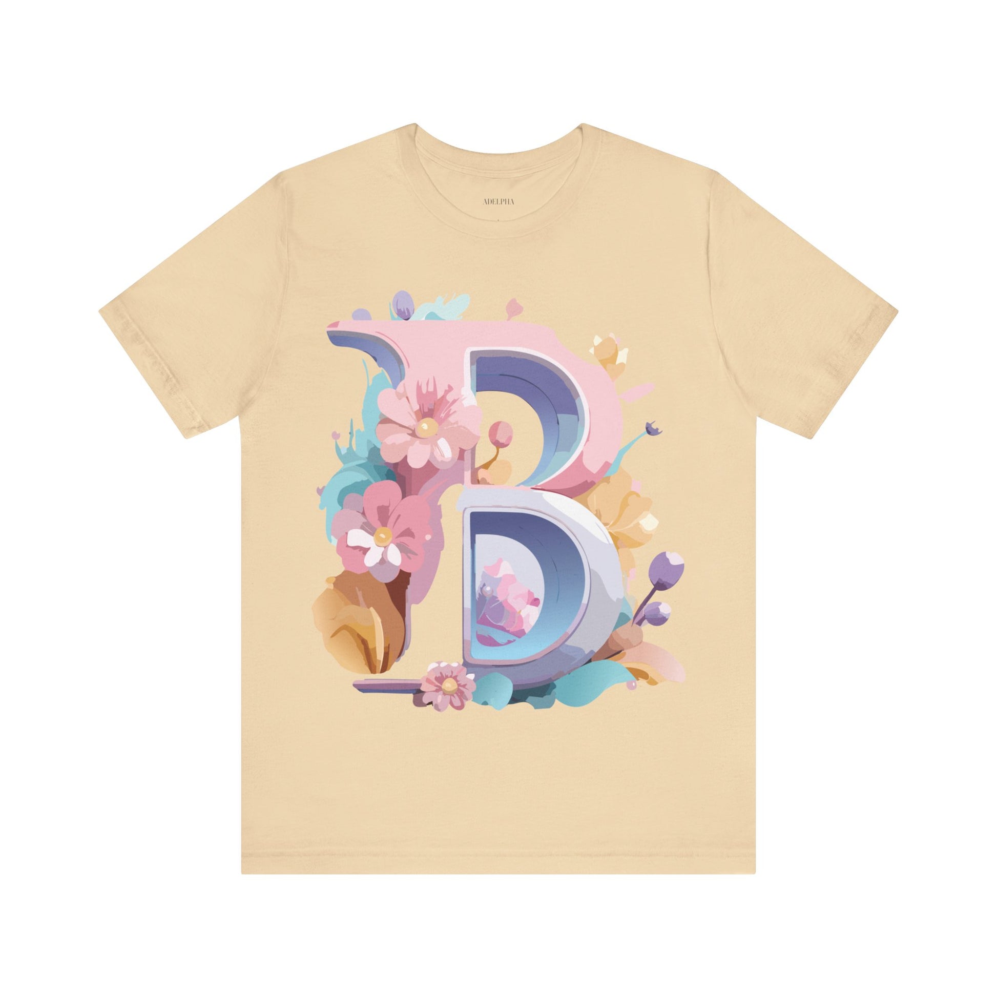 Natural Cotton Tee Shirt - Letters Collection - B Printify