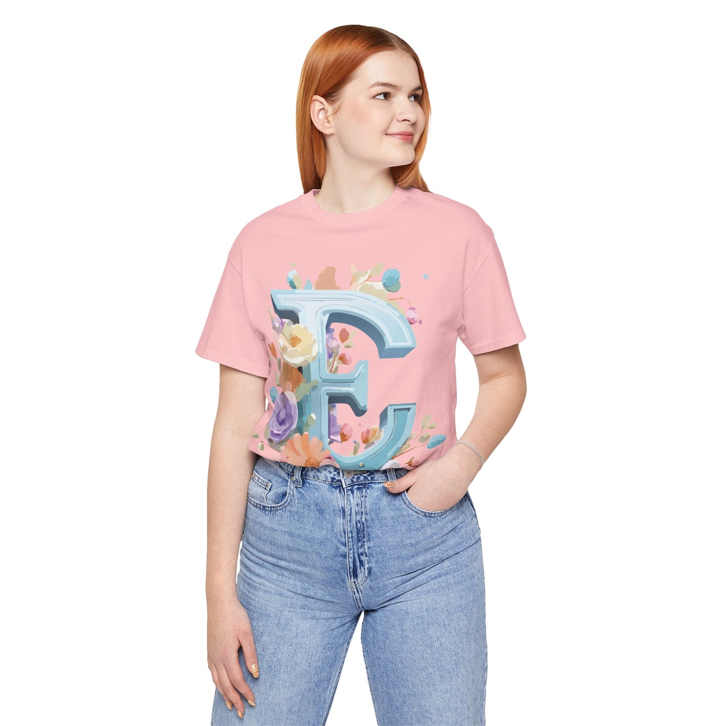 Natural Cotton Tee Shirt - Letters Collection - E Printify