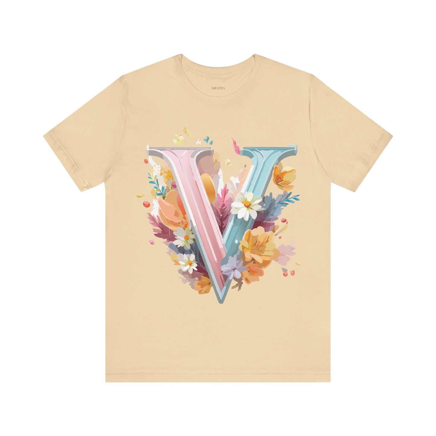 Natural Cotton Tee Shirt - Letters Collection - V Printify