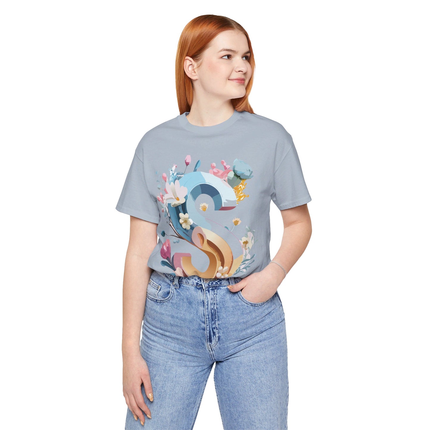 Natural Cotton Tee Shirt - Letters Collection - S Printify