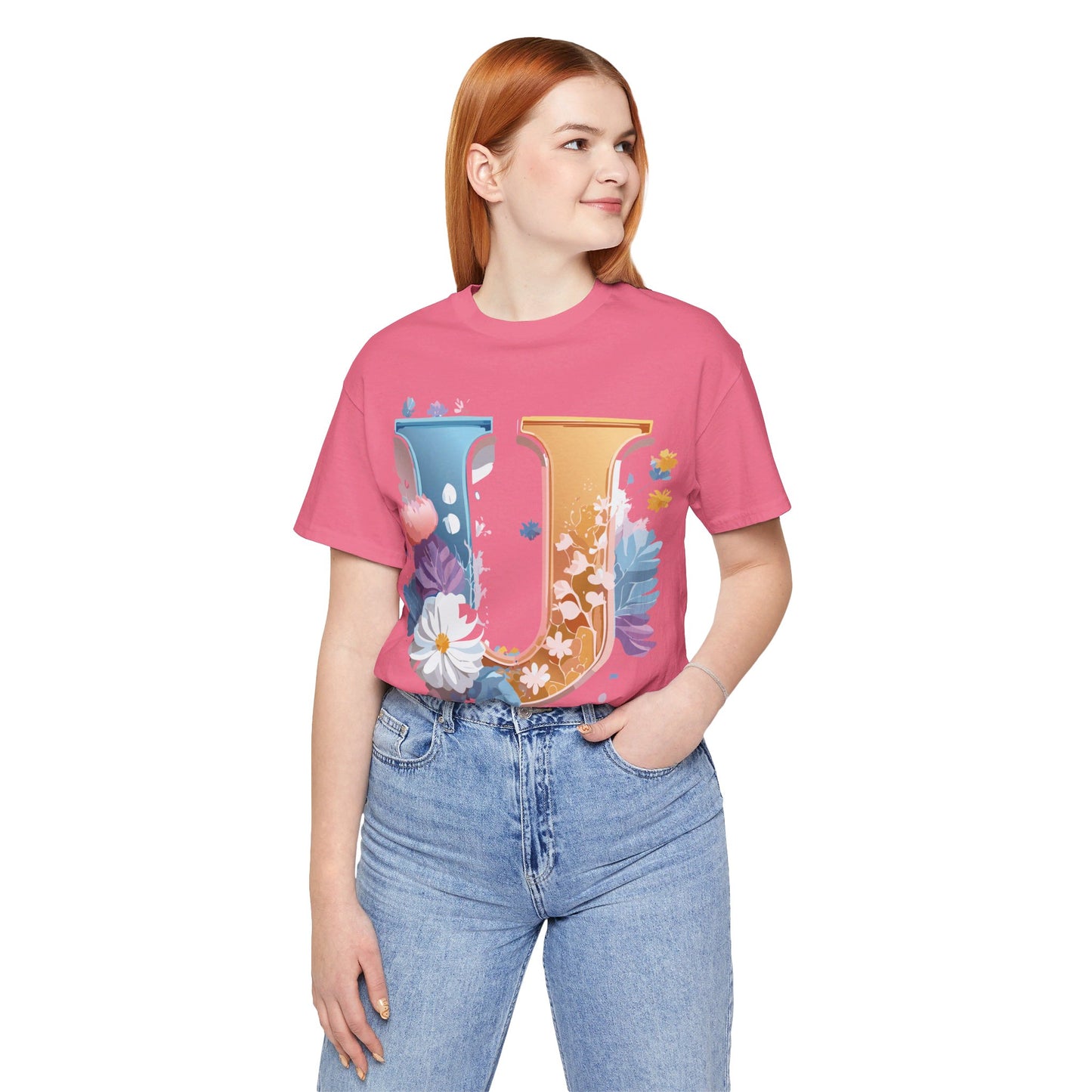 Natural Cotton Tee Shirt - Letters Collection - U Printify