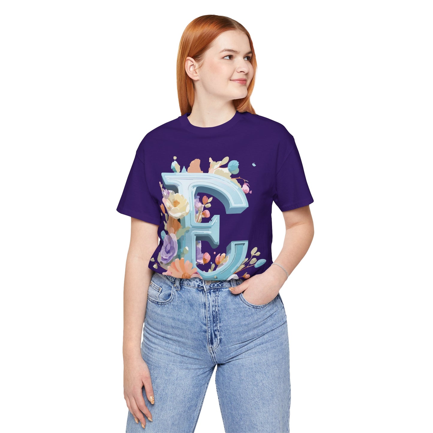 Natural Cotton Tee Shirt - Letters Collection - E Printify