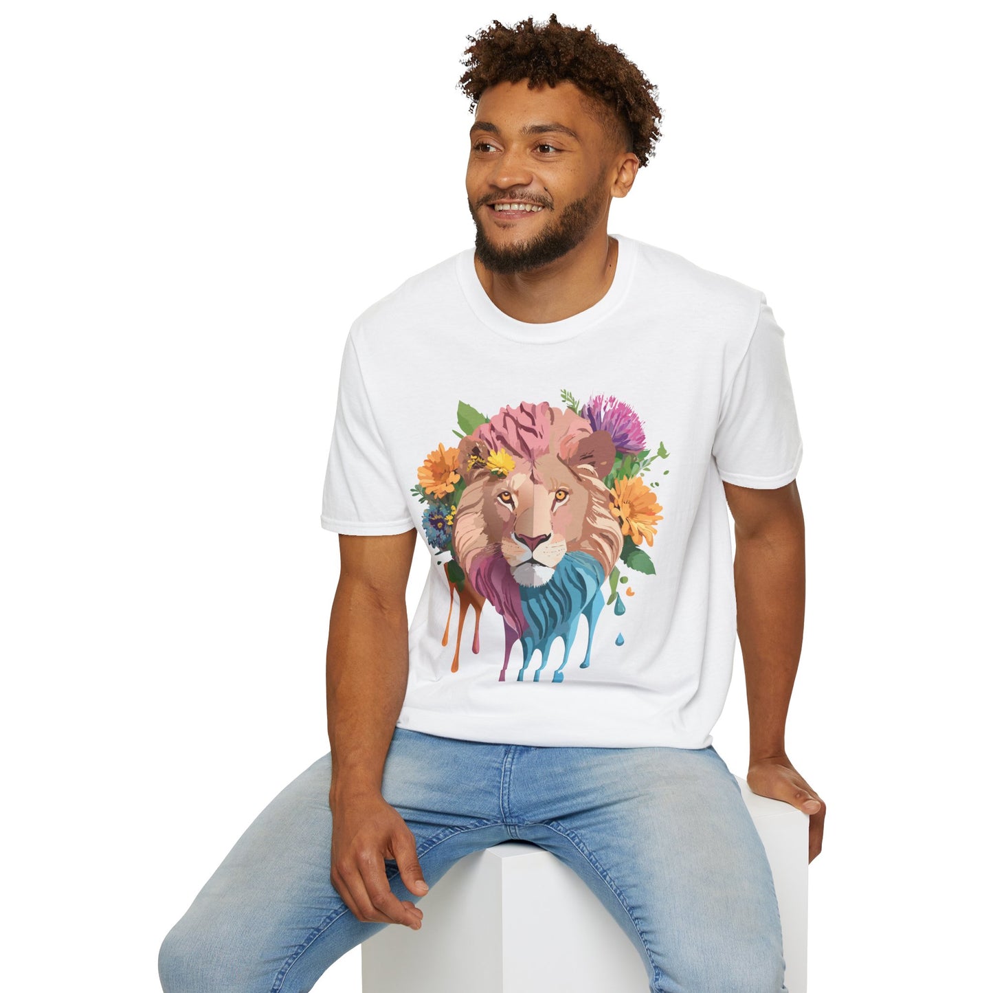 Lion Shirt, Shirt with Lion, Floral Lion Tee, Shirt with Animals