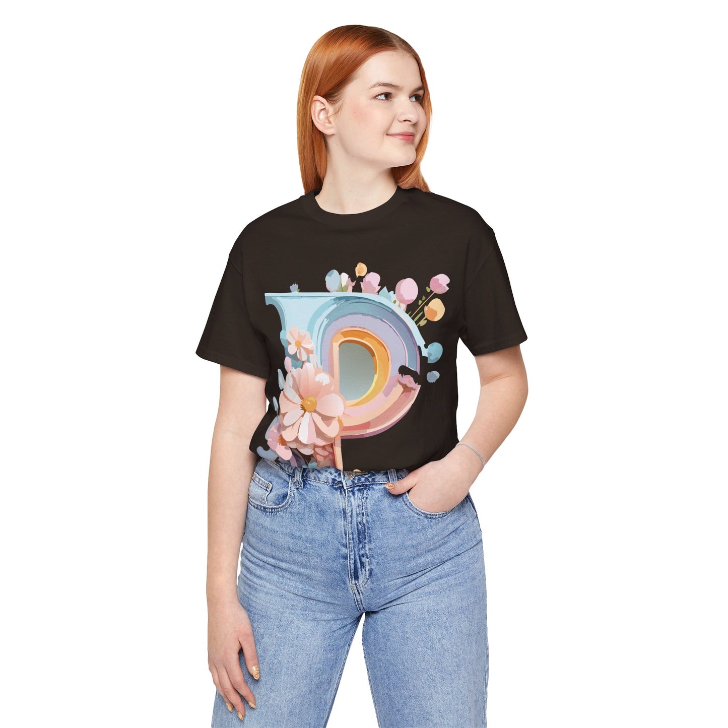Natural Cotton Tee Shirt - Letters Collection - P Printify