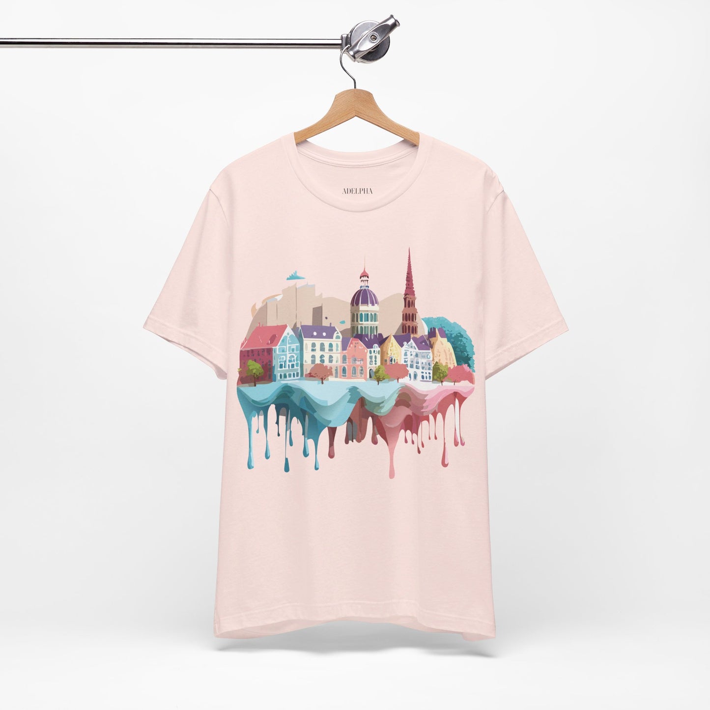 Natural Cotton Tee Shirt - Beautiful Places Collection - Warnemünde and Rostock - Germany Printify