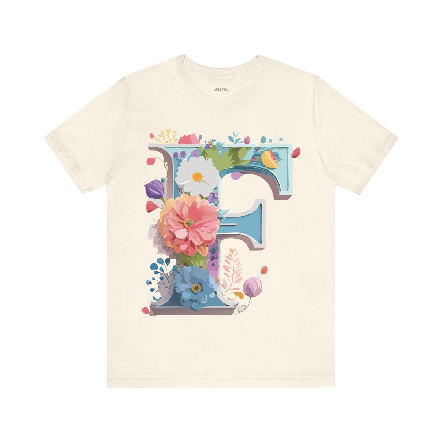 Natural Cotton Tee Shirt - Letters Collection - F Printify