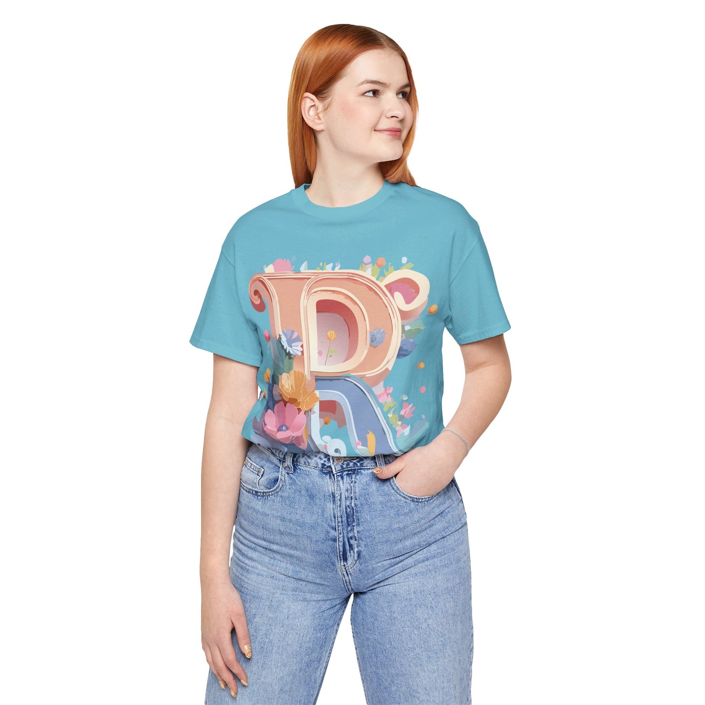Natural Cotton Tee Shirt - Letters Collection - R Printify