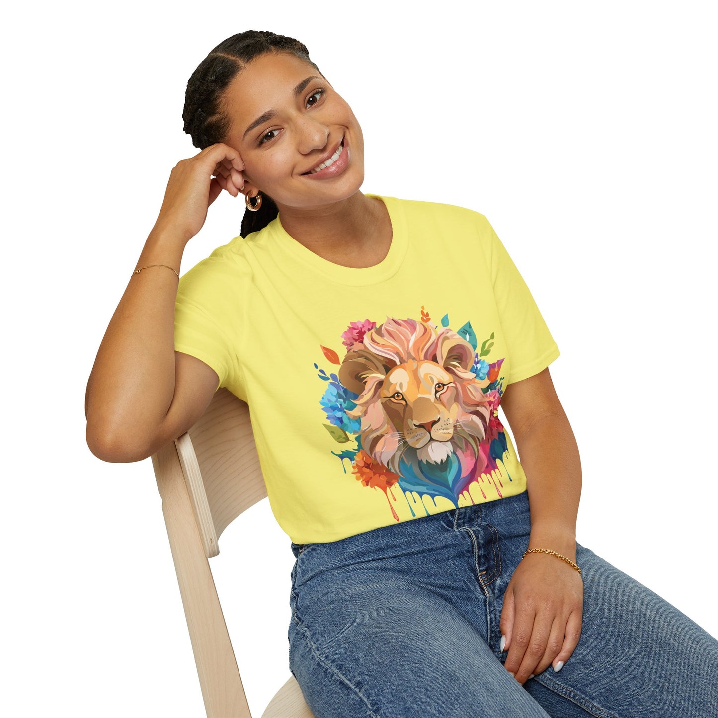 Lion Shirt, Shirt with Lion, Floral Lion Tee, Shirt with Animals