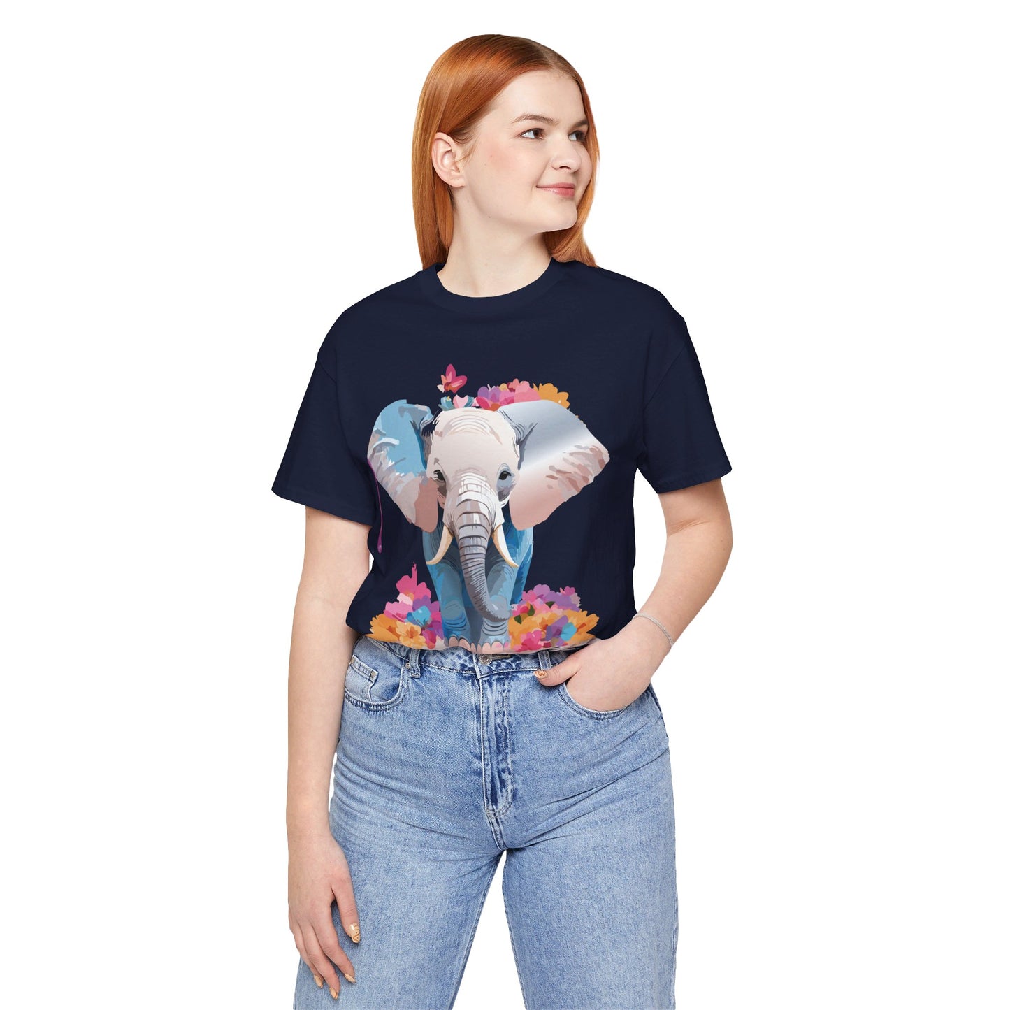 Natural Cotton Tee Shirt with Elephant Printify