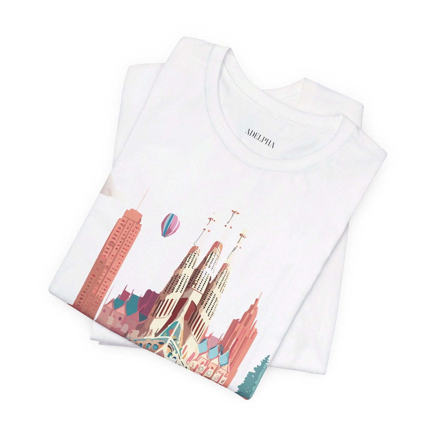 Natural Cotton Tee Shirt - Beautiful Places Collection - Barcelona Printify
