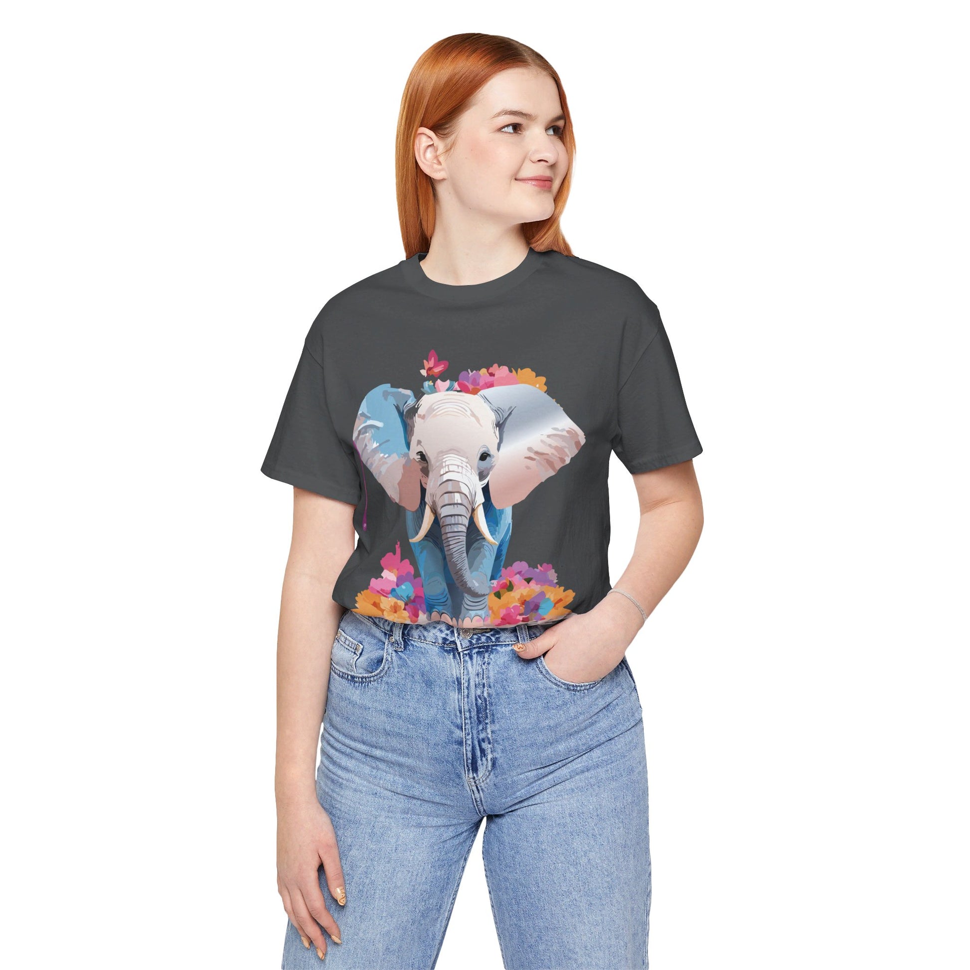 Natural Cotton Tee Shirt with Elephant Printify