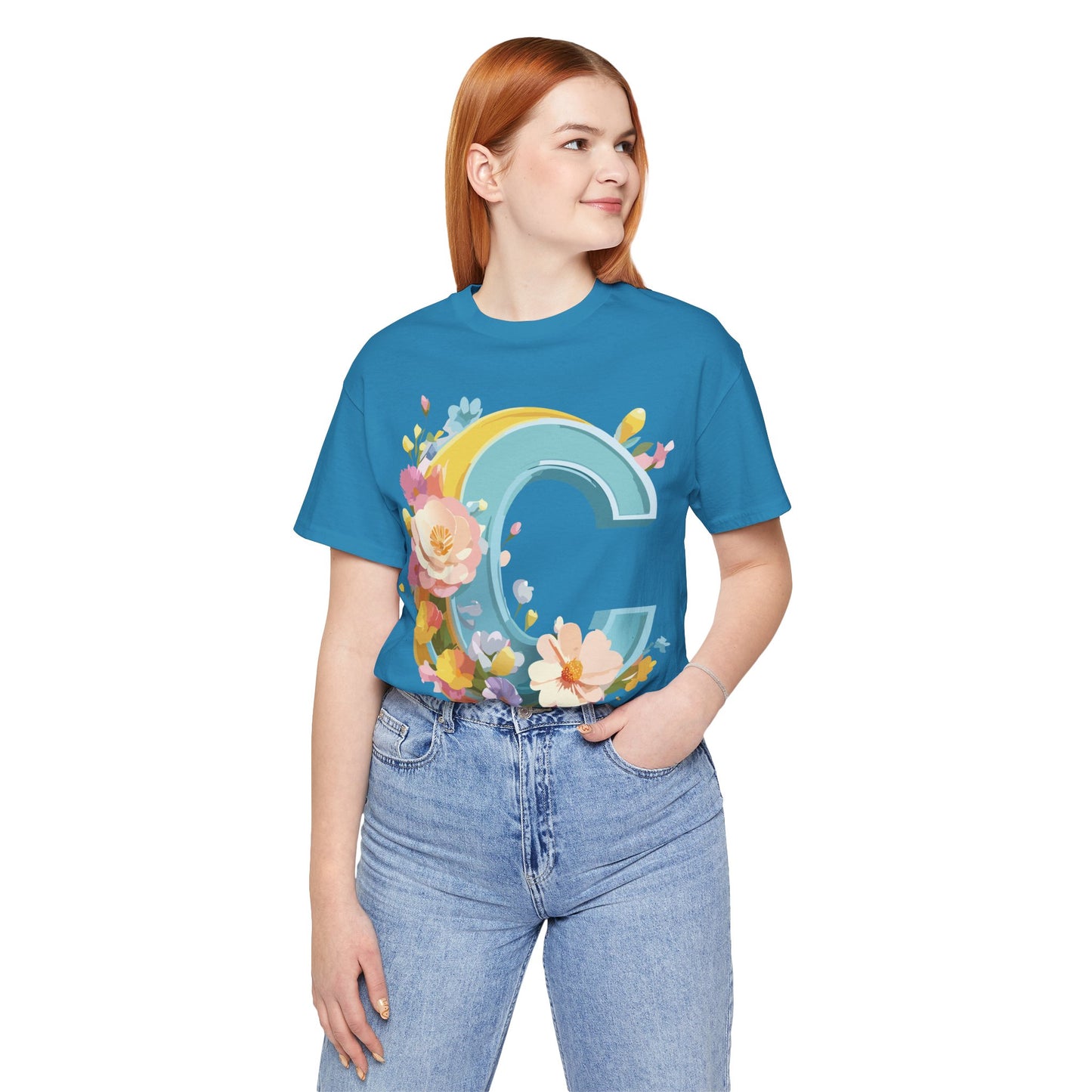 Natural Cotton Tee Shirt - Letters Collection - C Printify