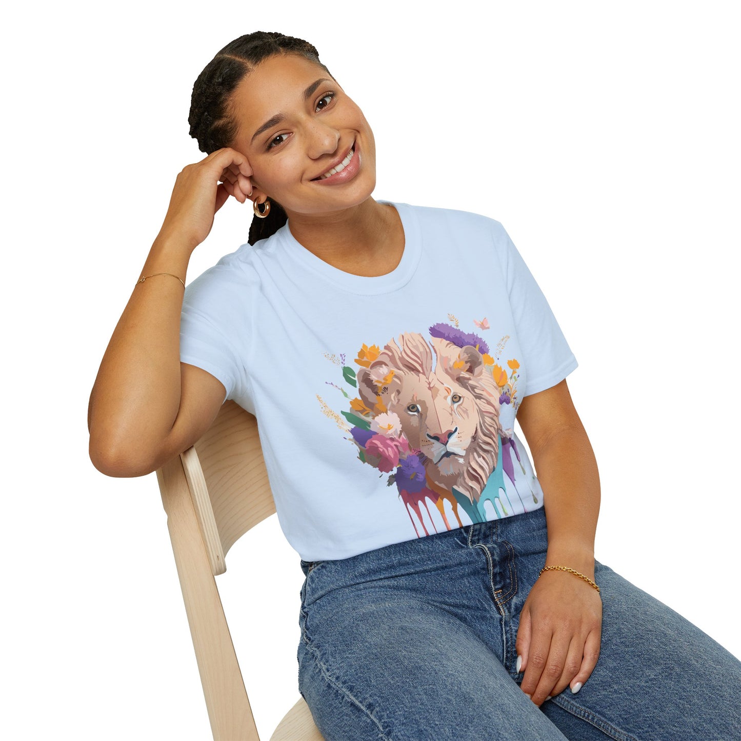 Lion Shirt, Shirt with Lion, Floral Lion Tee, Shirt with Animals
