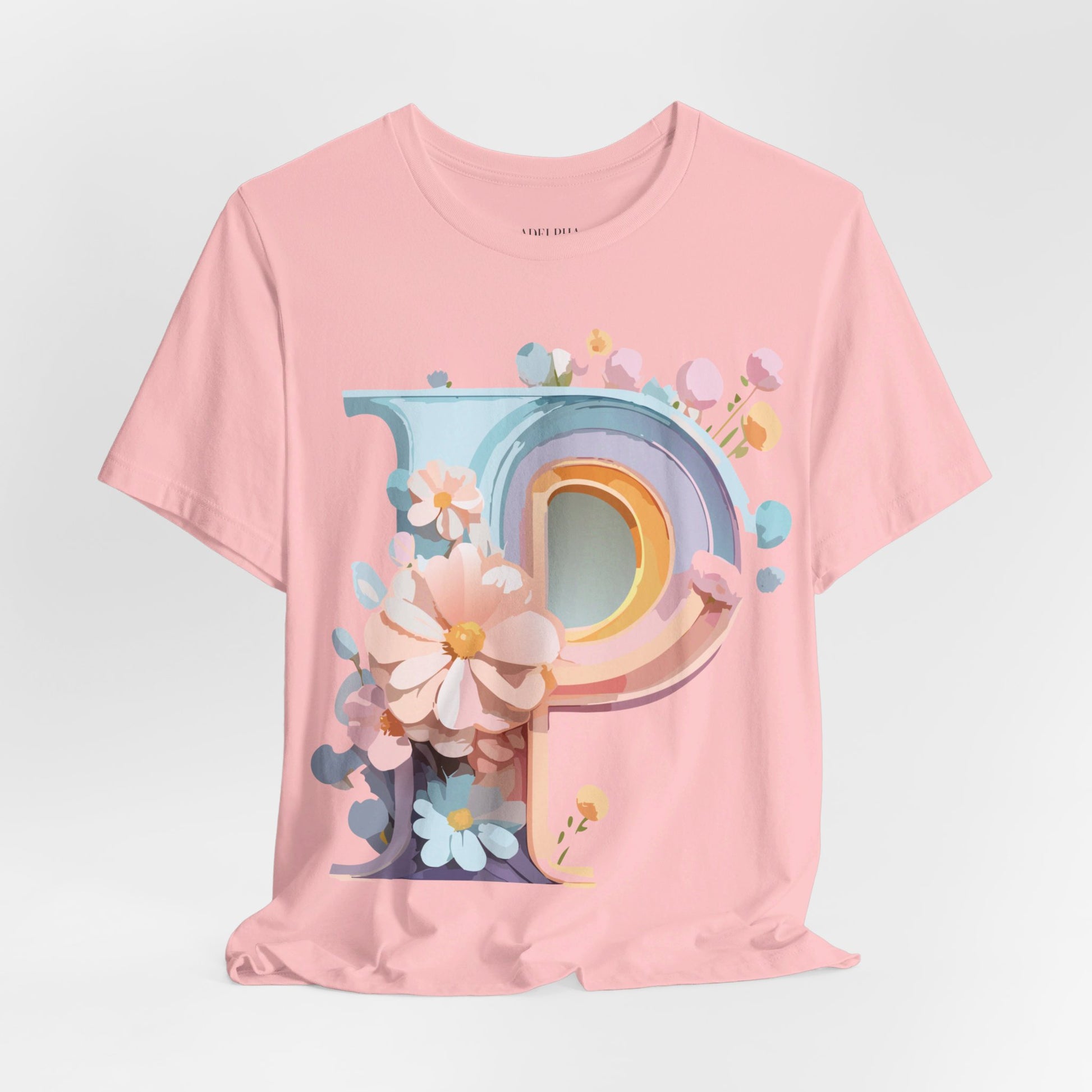 Natural Cotton Tee Shirt - Letters Collection - P Printify