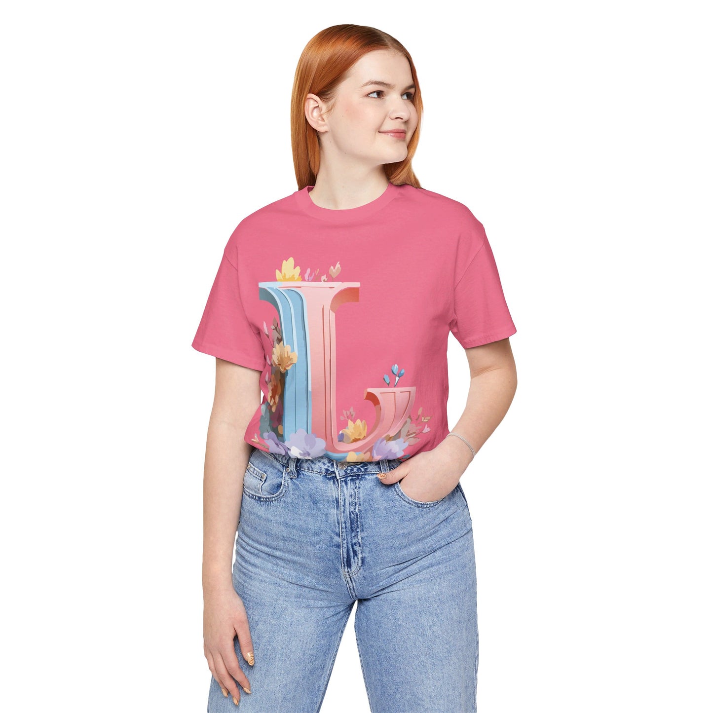 Natural Cotton Tee Shirt - Letters Collection - L Printify