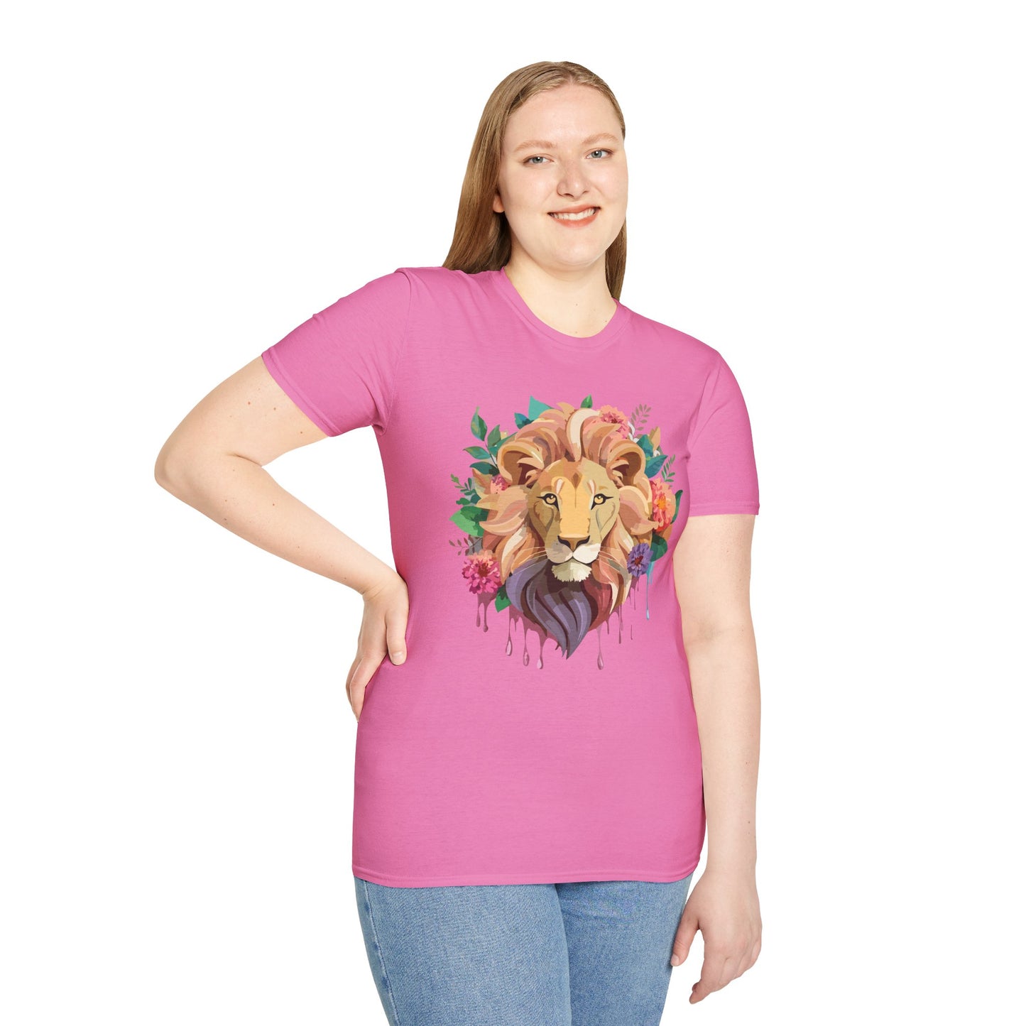 Lion Shirt, Shirt with Lion, Floral Lion Tee, Shirt with Animals