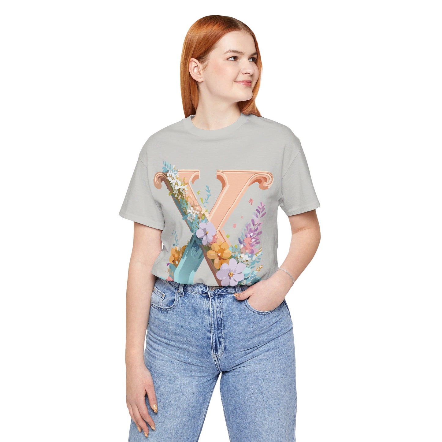 Natural Cotton Tee Shirt - Letters Collection - X Printify