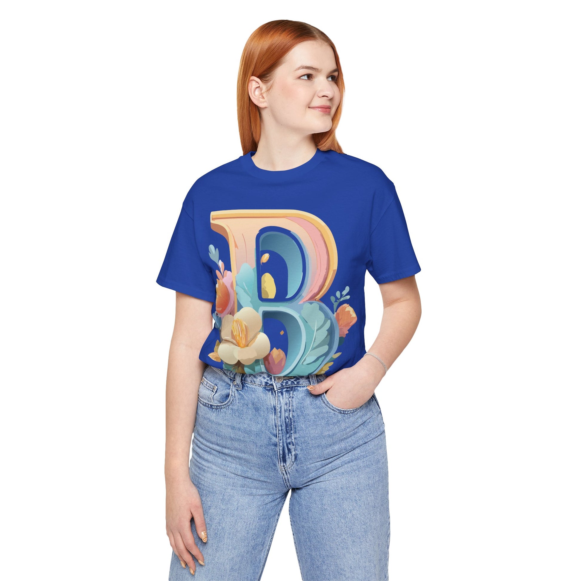 Natural Cotton Tee Shirt - Letters Collection - B Printify