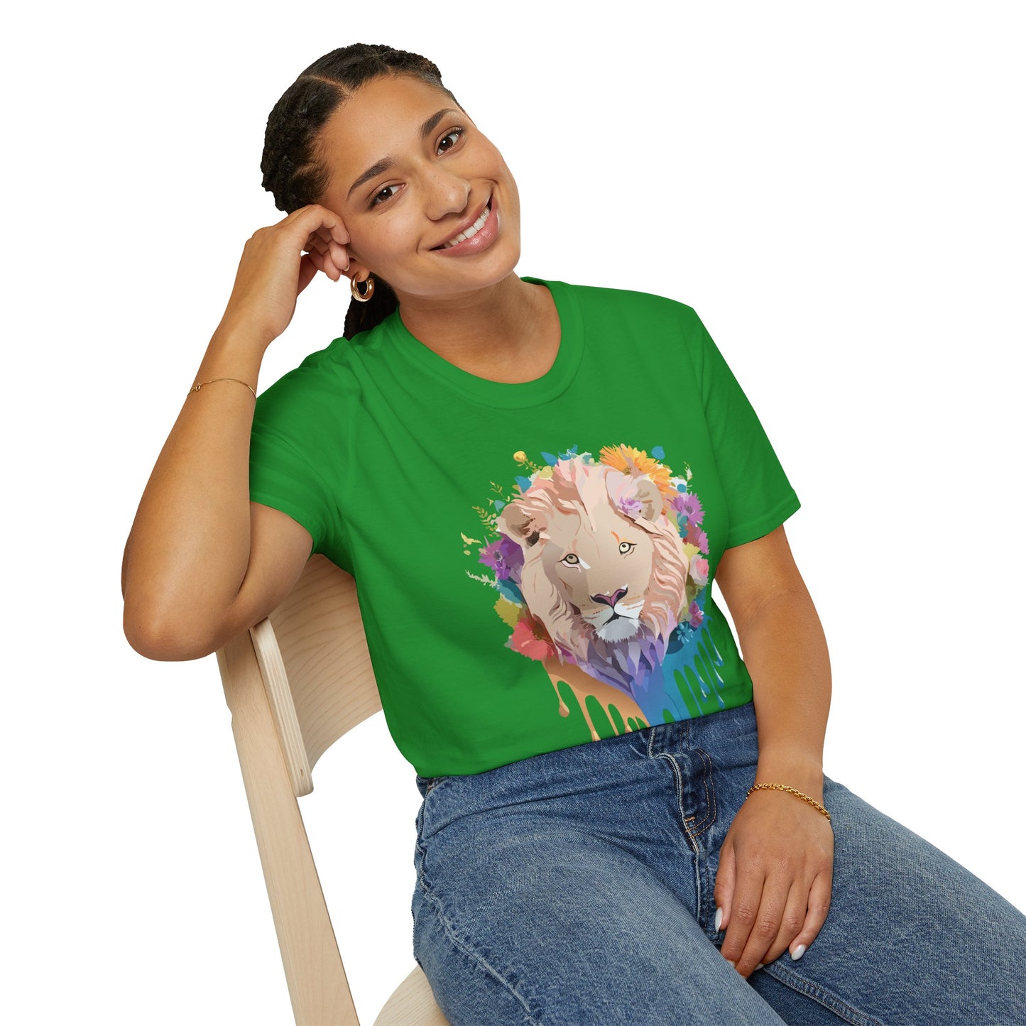 Lion Shirt, Shirt with Lion, Floral Lion Tee, Shirt with Animals