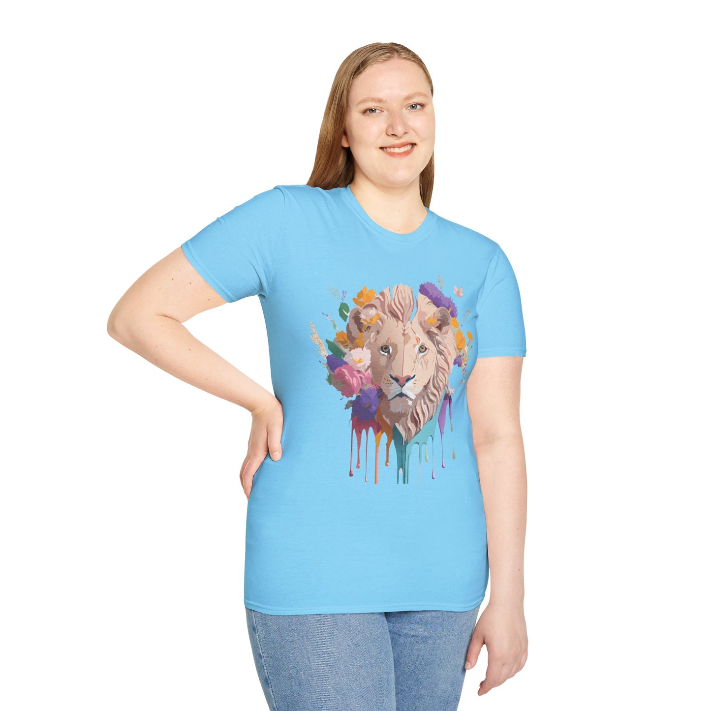 Lion Shirt, Shirt with Lion, Floral Lion Tee, Shirt with Animals