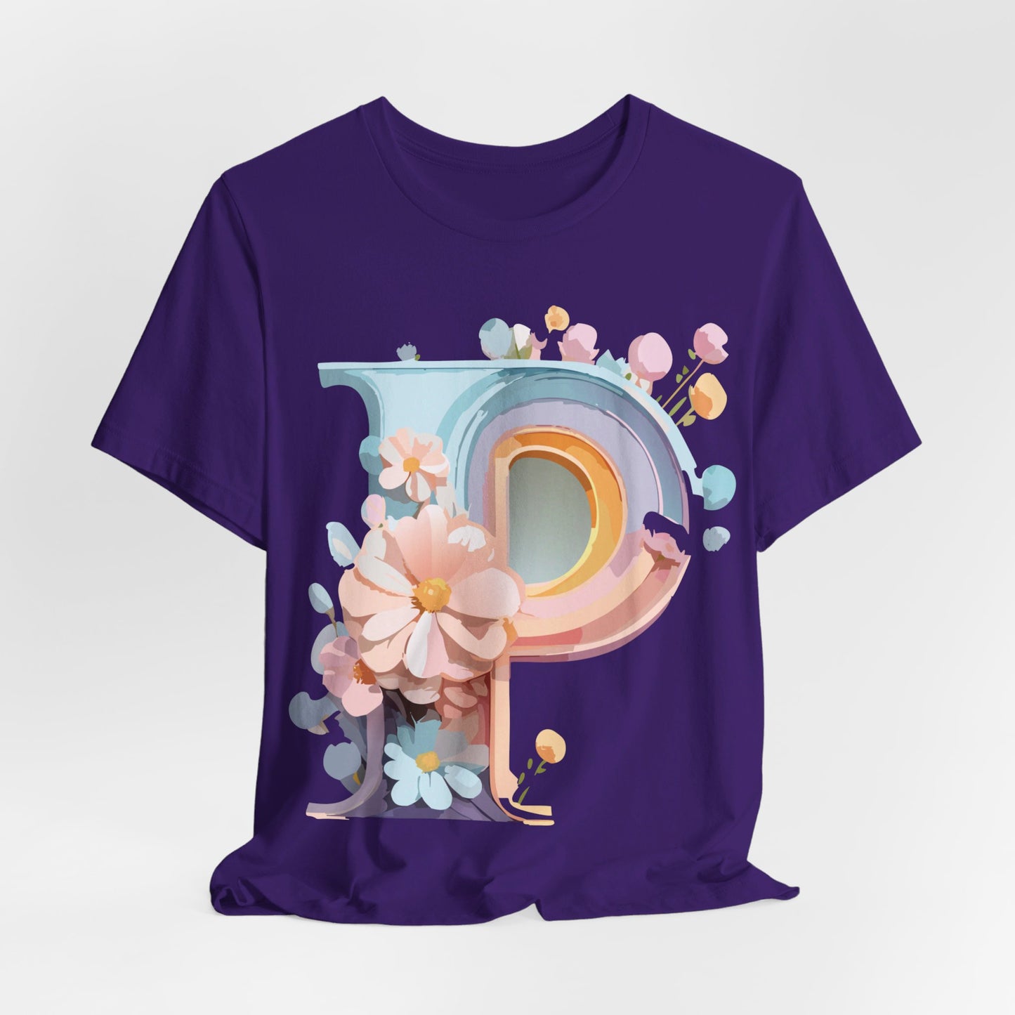 Natural Cotton Tee Shirt - Letters Collection - P Printify
