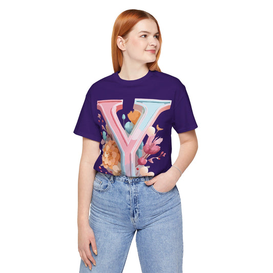 Natural Cotton Tee Shirt - Letters Collection - Y Printify