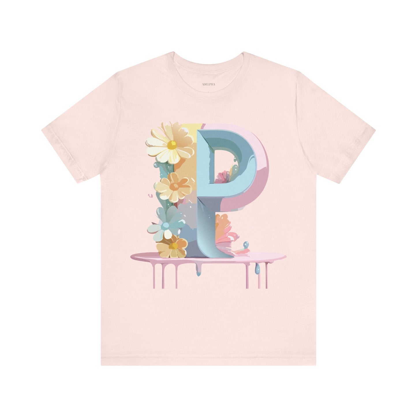 Natural Cotton Tee Shirt - Letters Collection - P Printify