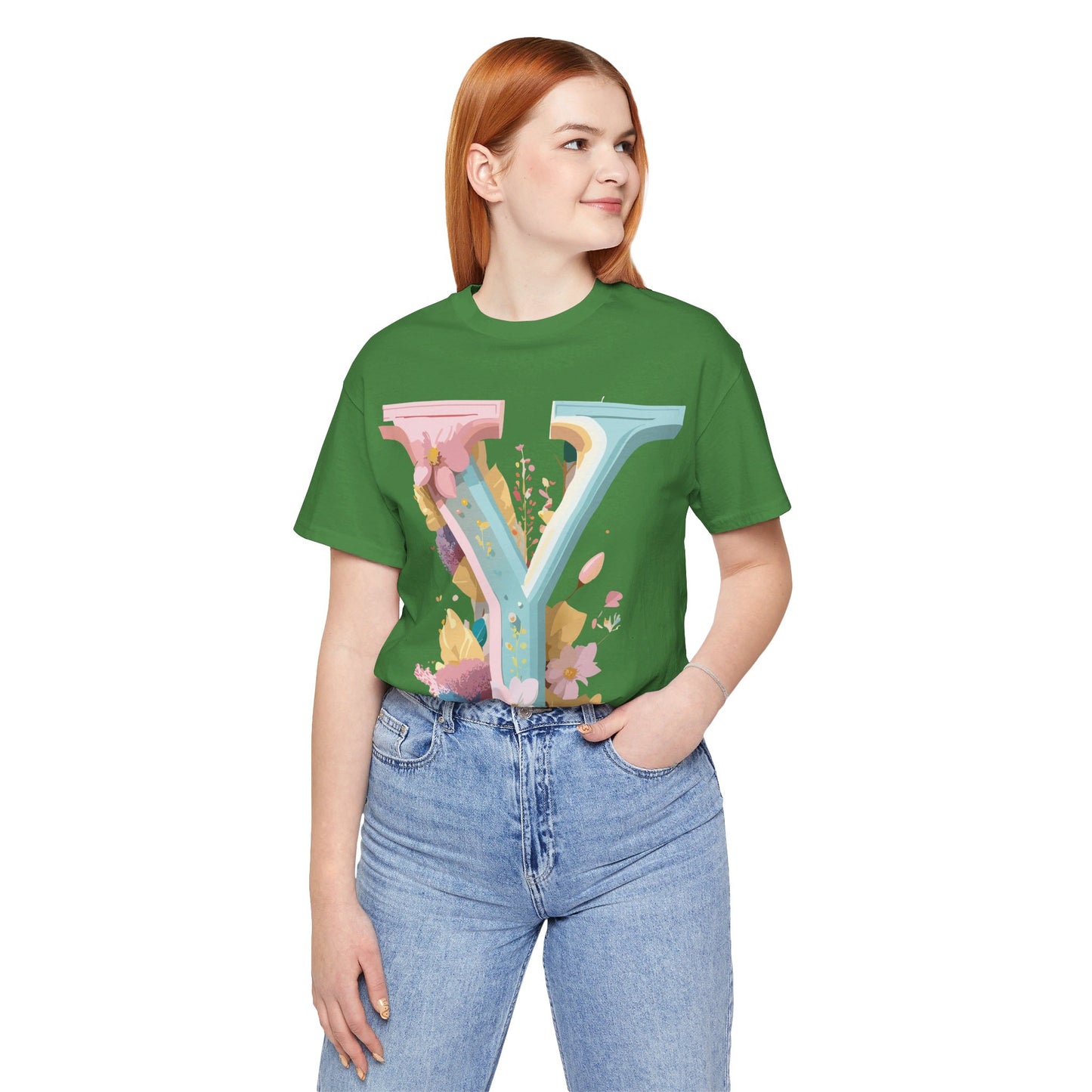 Natural Cotton Tee Shirt - Letters Collection - Y Printify