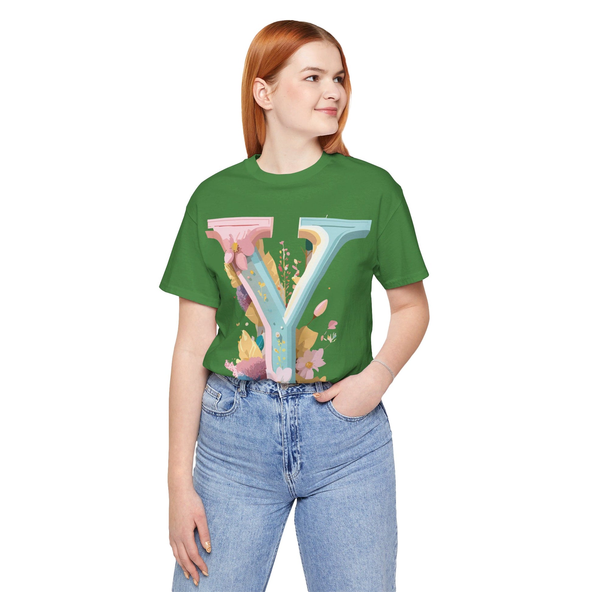Natural Cotton Tee Shirt - Letters Collection - Y Printify