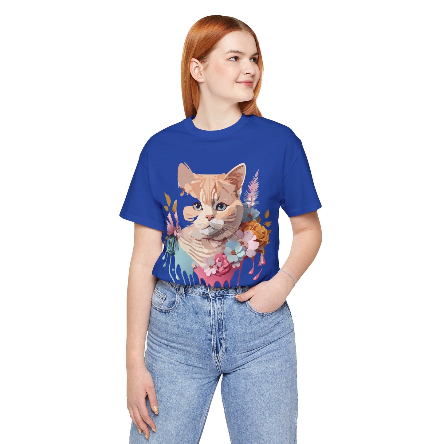 Natural Cotton Tee Shirt with Cat Printify