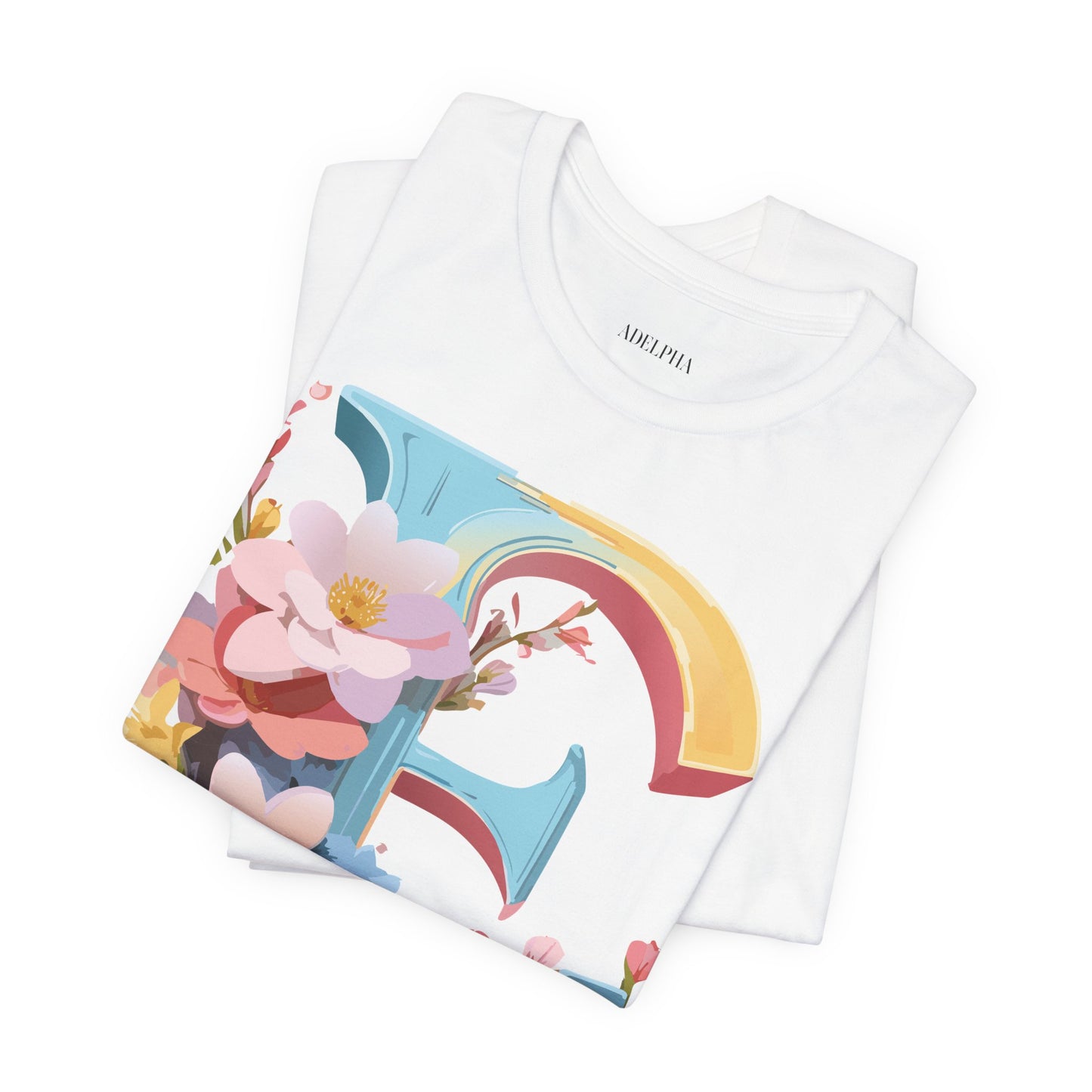 Natural Cotton Tee Shirt - Letters Collection - E Printify