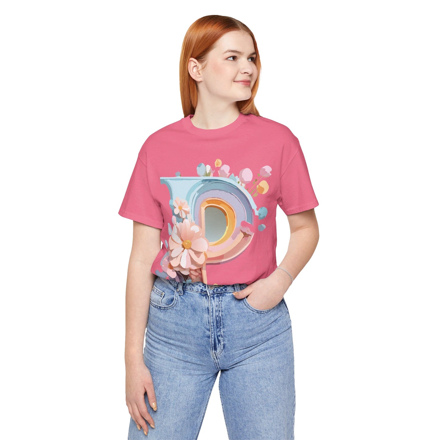 Natural Cotton Tee Shirt - Letters Collection - P Printify