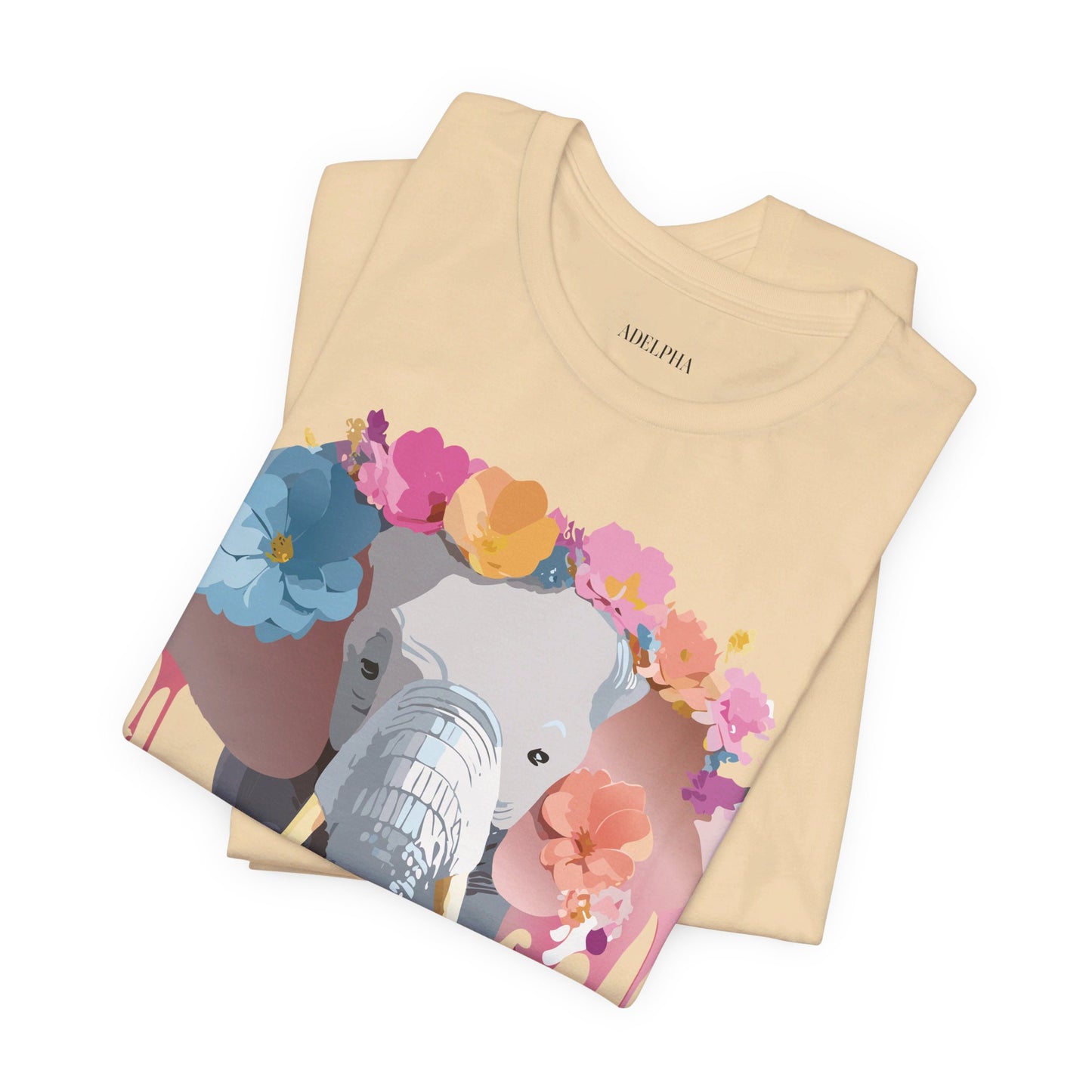 Natural Cotton Tee Shirt with Elephant Printify