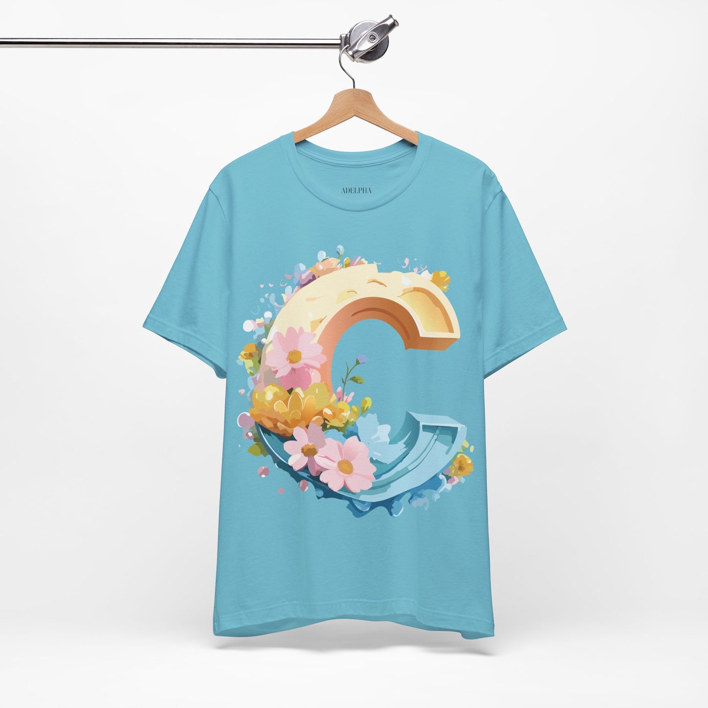 Natural Cotton Tee Shirt - Letters Collection - C Printify