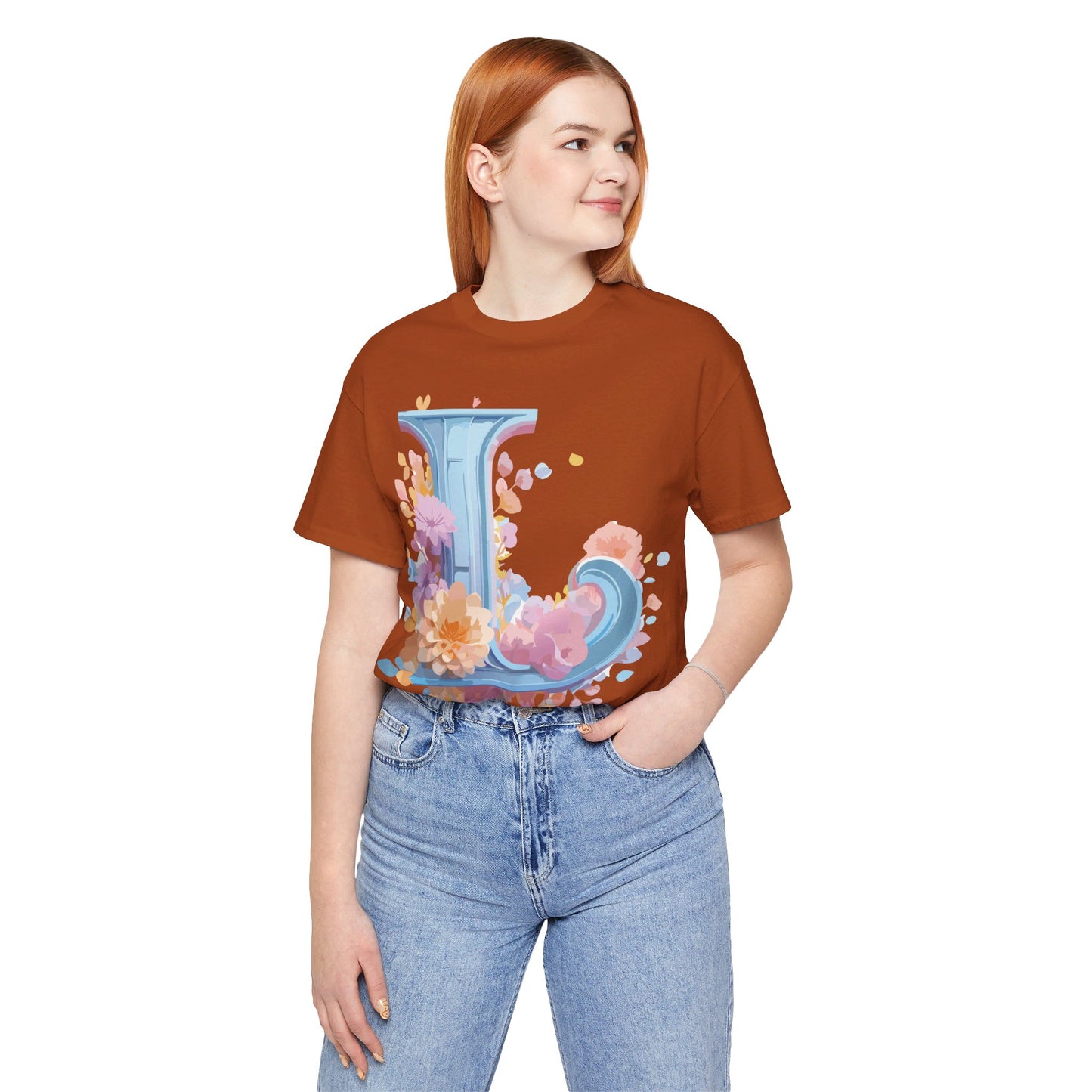 Natural Cotton Tee Shirt - Letters Collection - L Printify