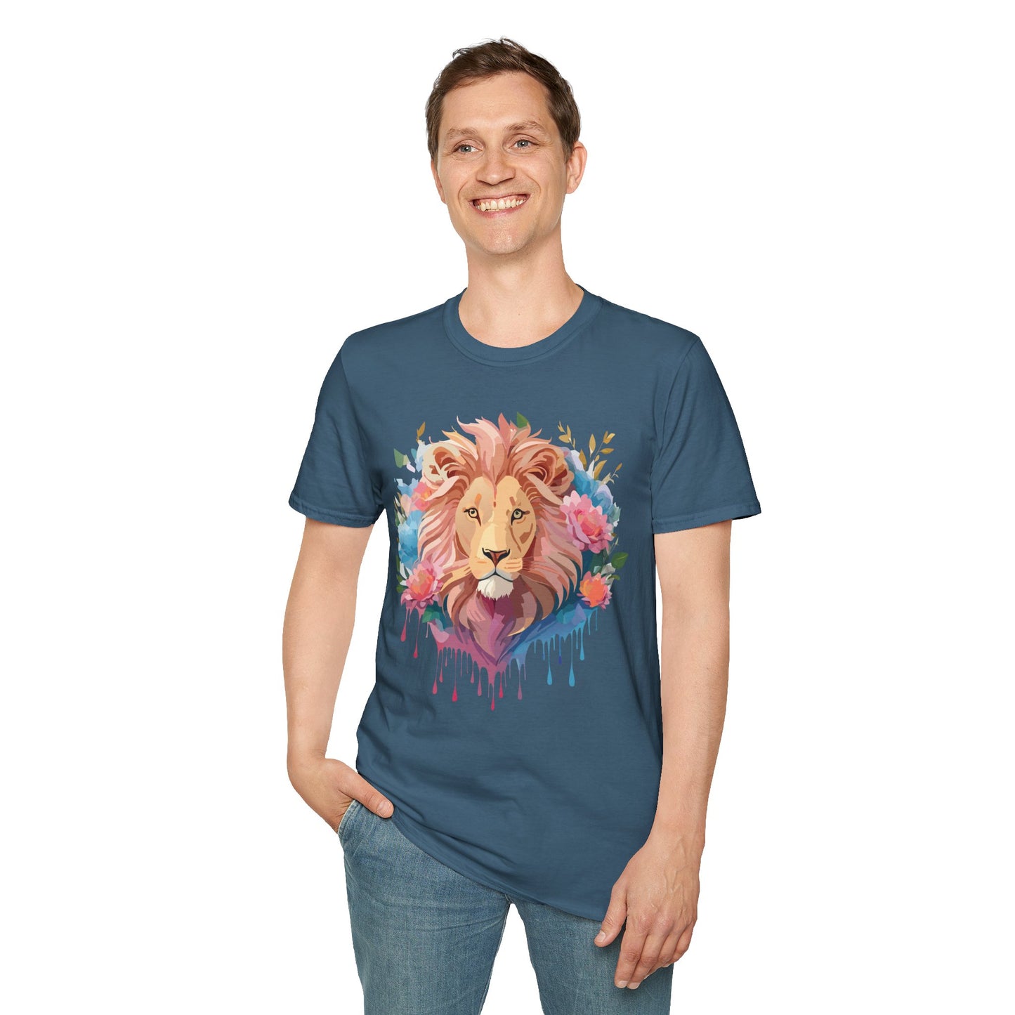 Lion Shirt, Shirt with Lion, Floral Lion Tee, Shirt with Animals