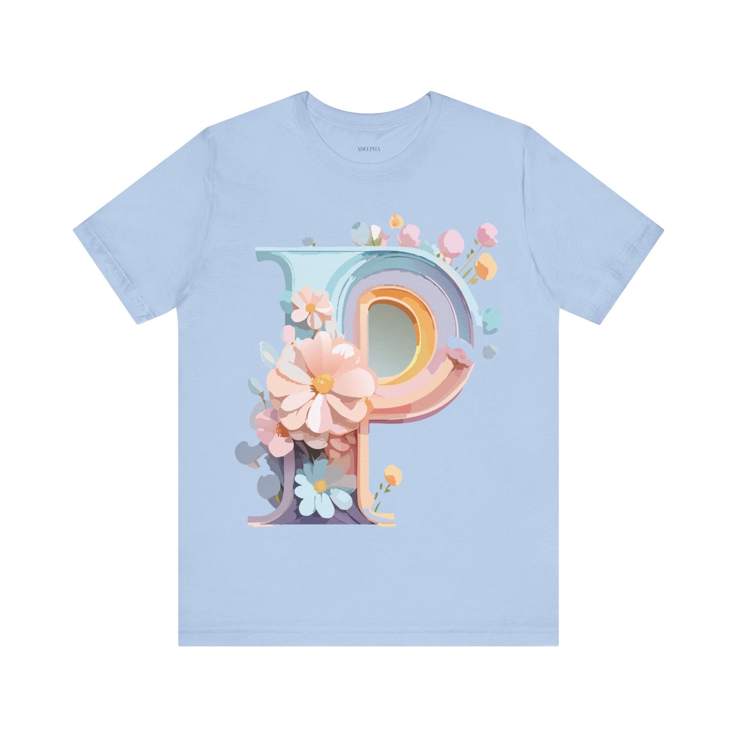 Natural Cotton Tee Shirt - Letters Collection - P Printify