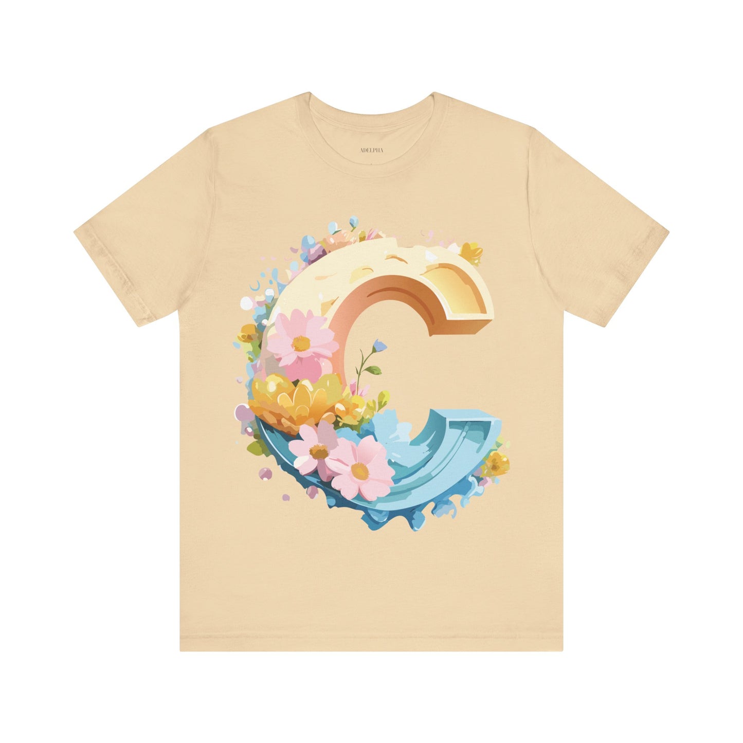 Natural Cotton Tee Shirt - Letters Collection - C Printify
