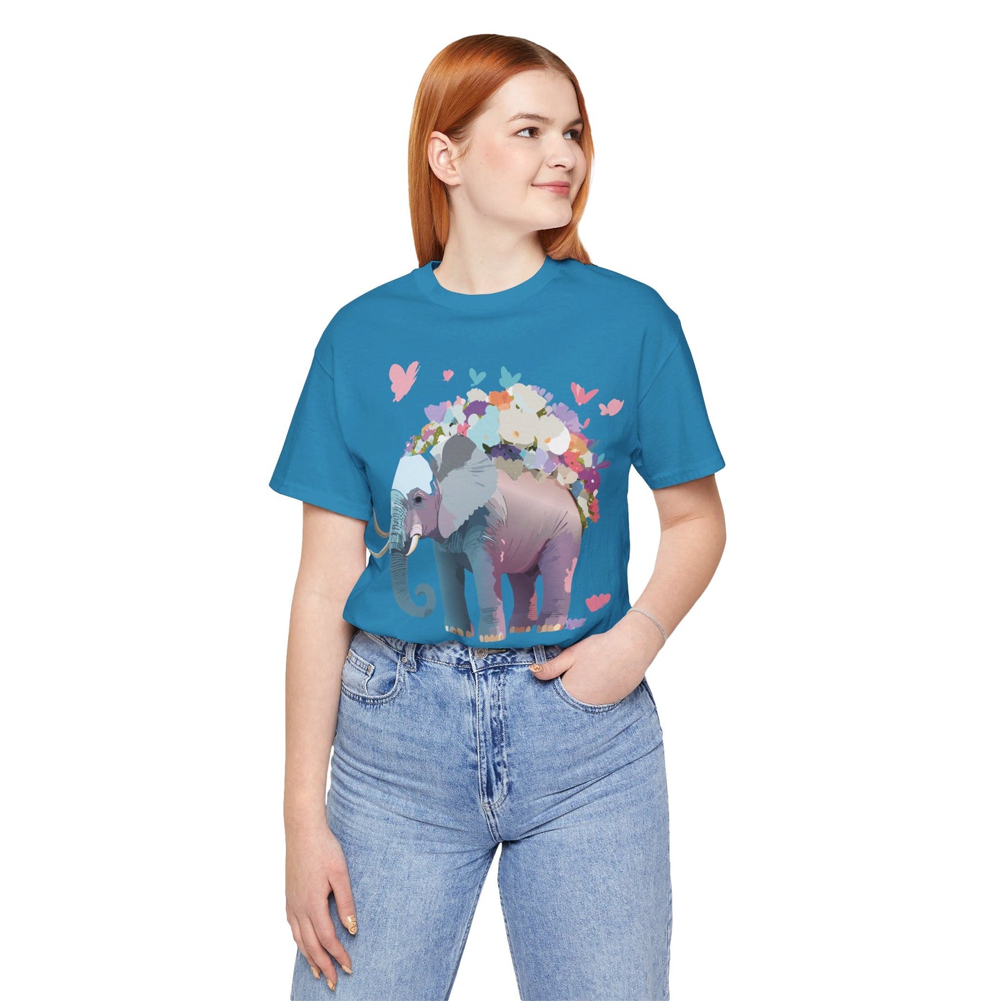 Natural Cotton Tee Shirt with Elephant Printify