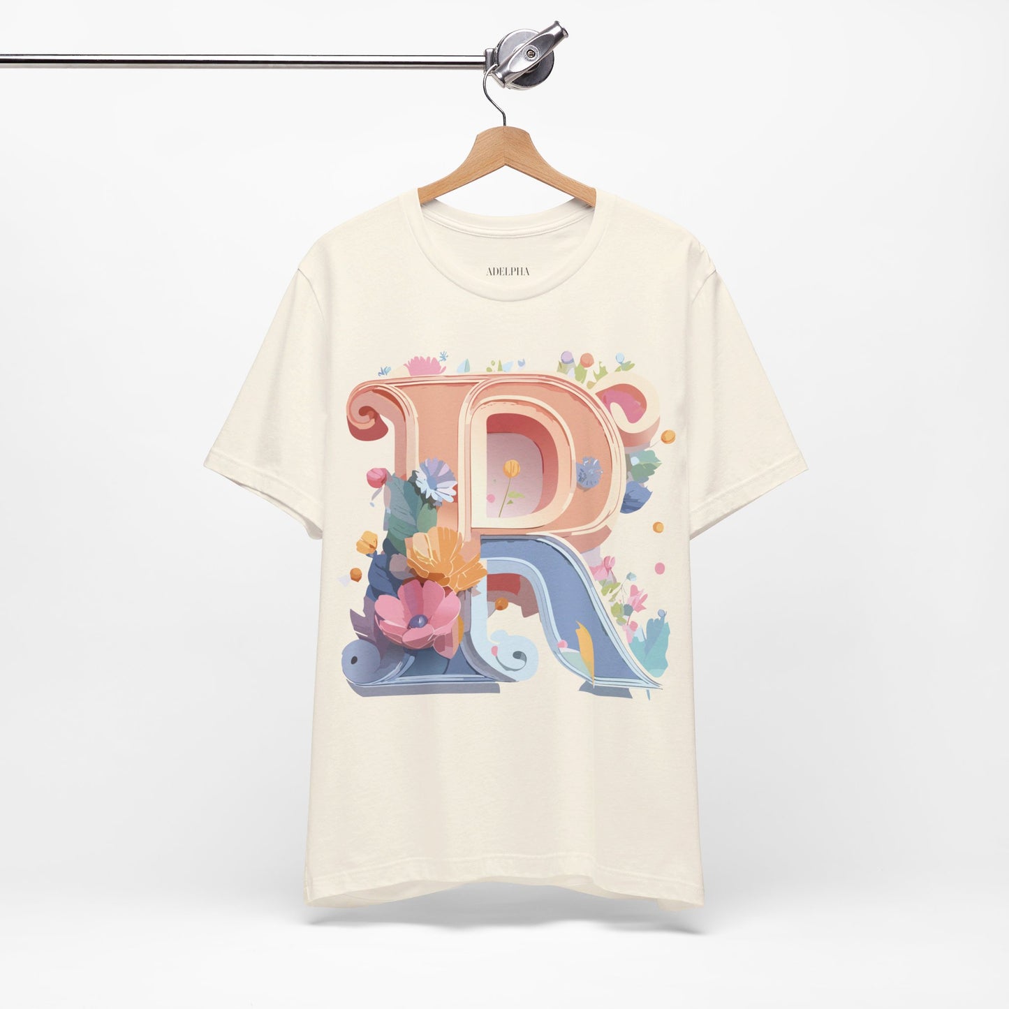Natural Cotton Tee Shirt - Letters Collection - R Printify
