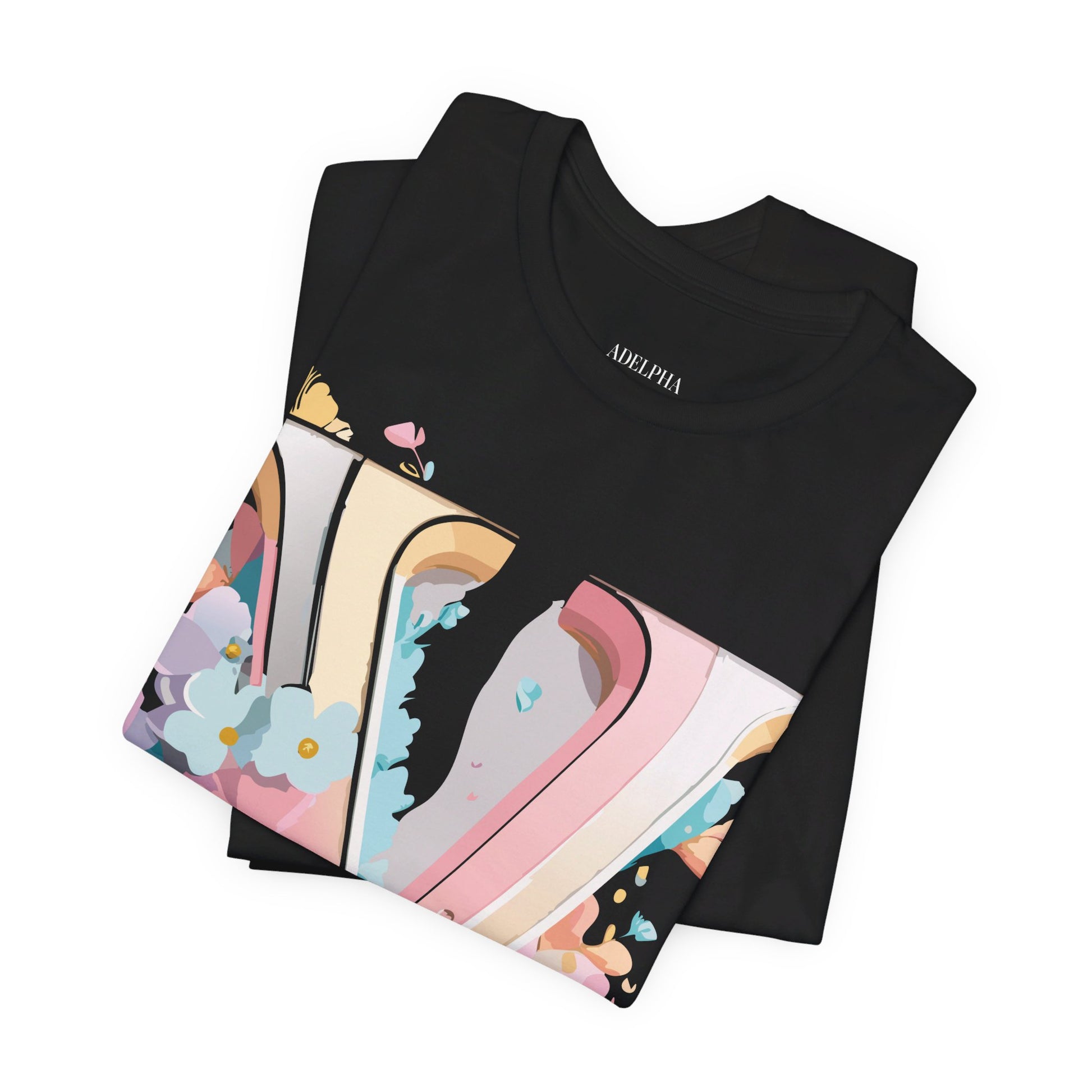 Natural Cotton Tee Shirt - Letters Collection - V Printify