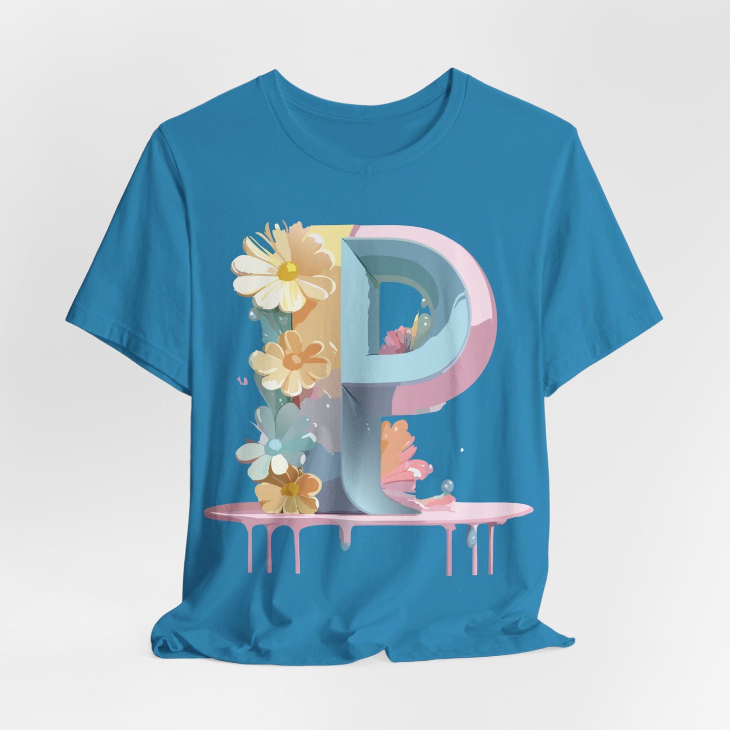 Natural Cotton Tee Shirt - Letters Collection - P Printify