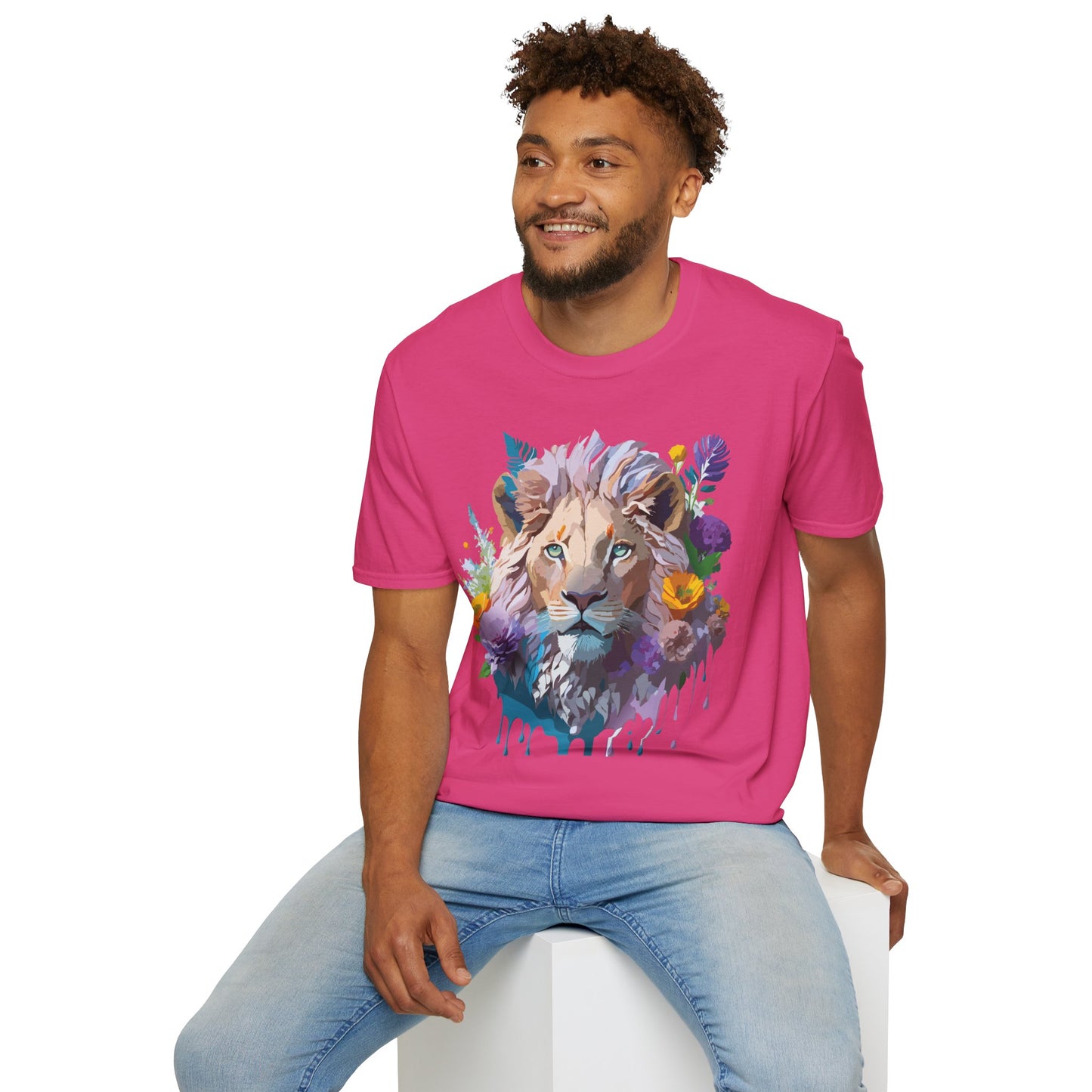 Lion Shirt, Shirt with Lion, Floral Lion Tee, Shirt with Animals