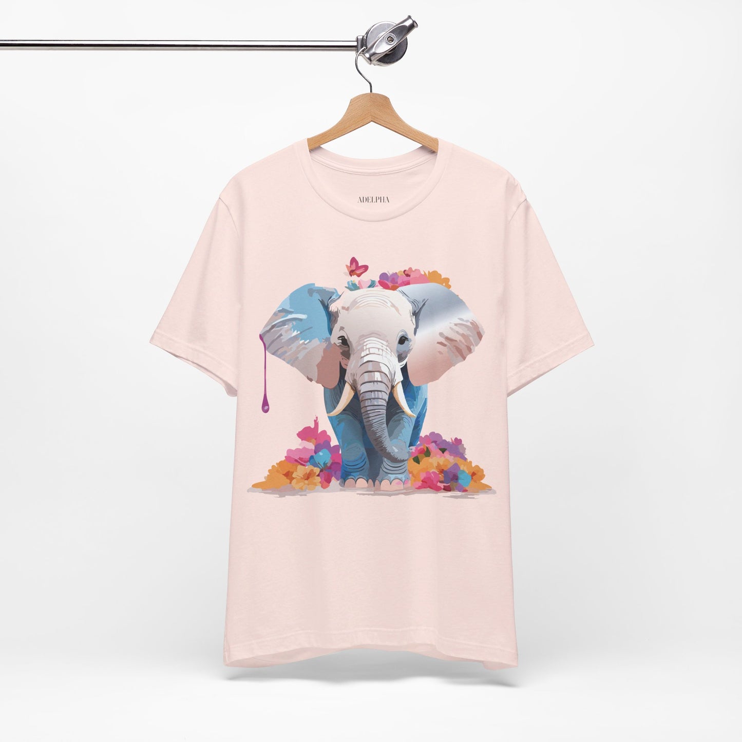 Natural Cotton Tee Shirt with Elephant Printify