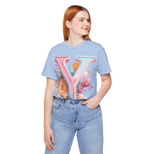Natural Cotton Tee Shirt - Letters Collection - Y Printify