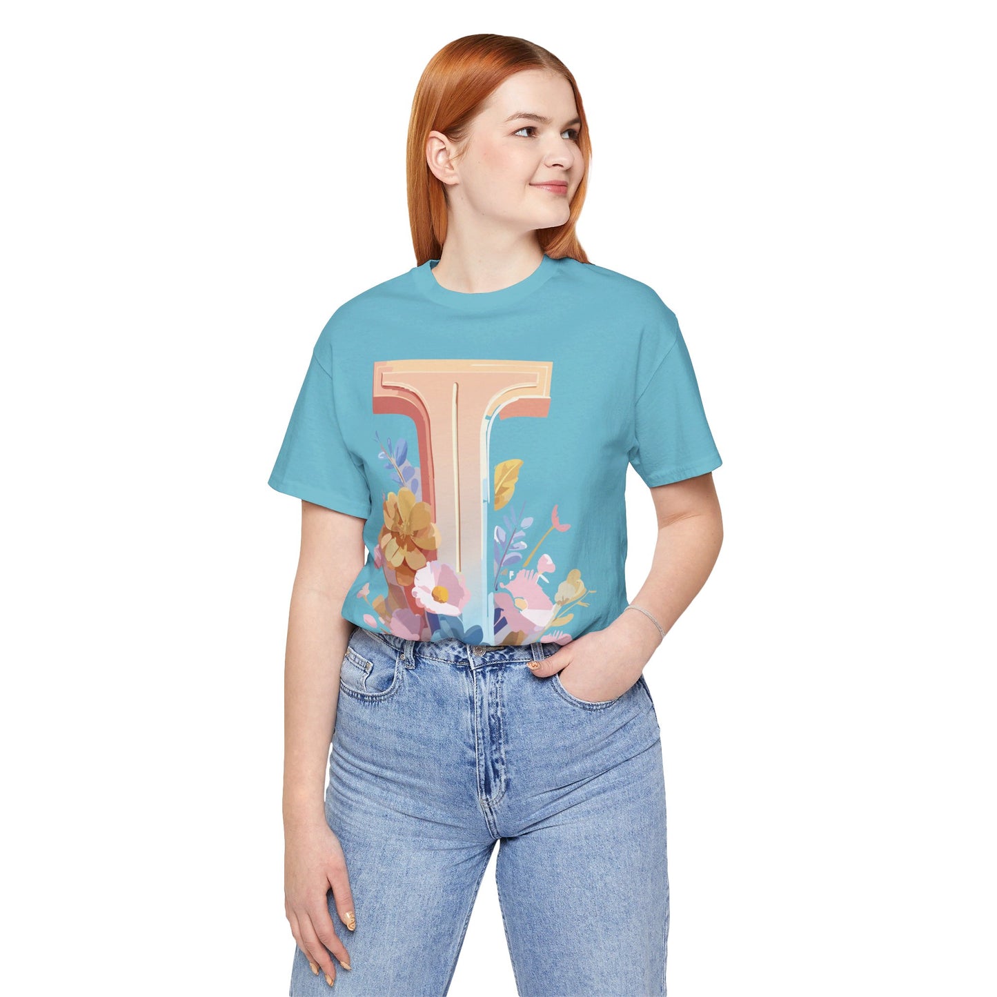 Natural Cotton Tee Shirt - Letters Collection - I Printify