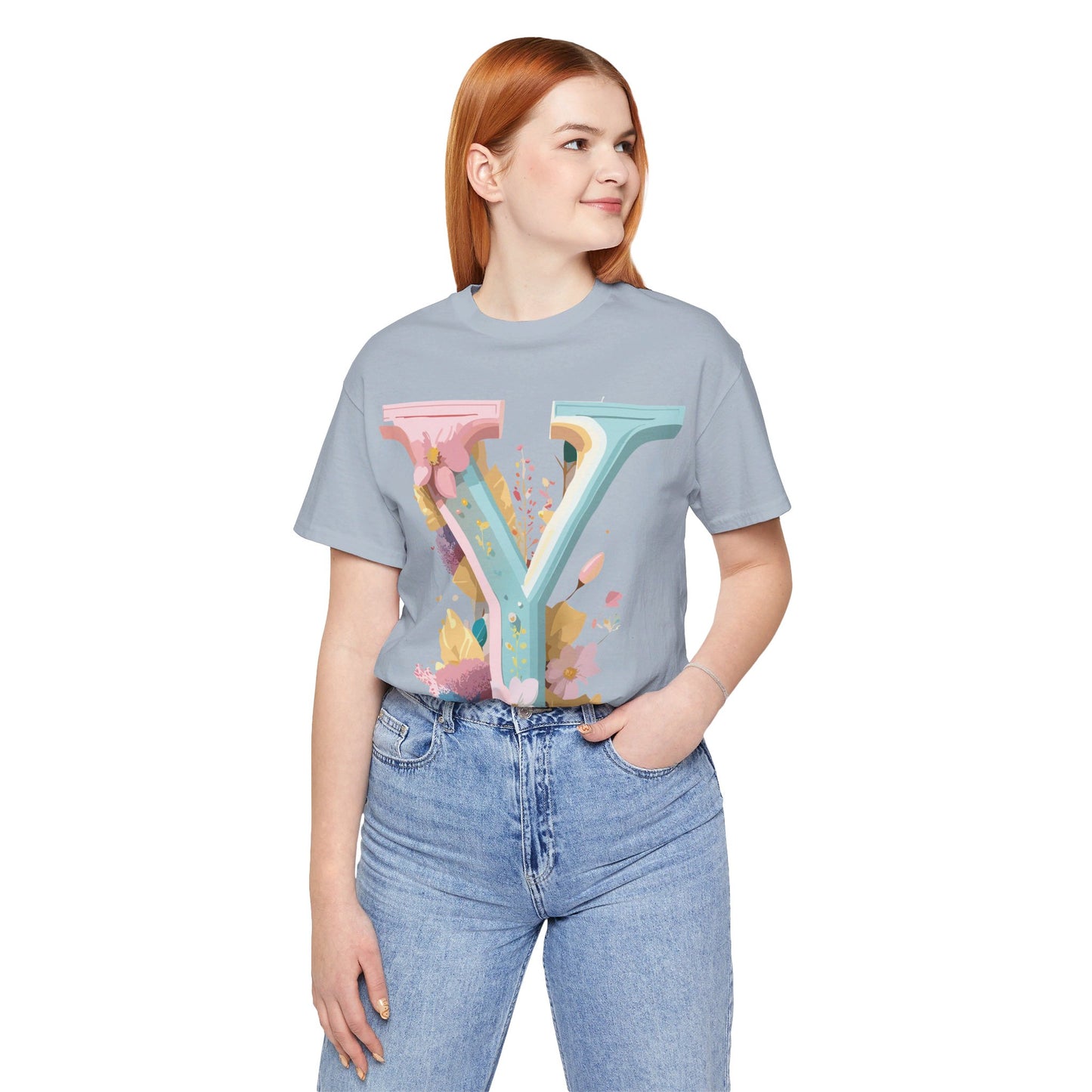 Natural Cotton Tee Shirt - Letters Collection - Y Printify