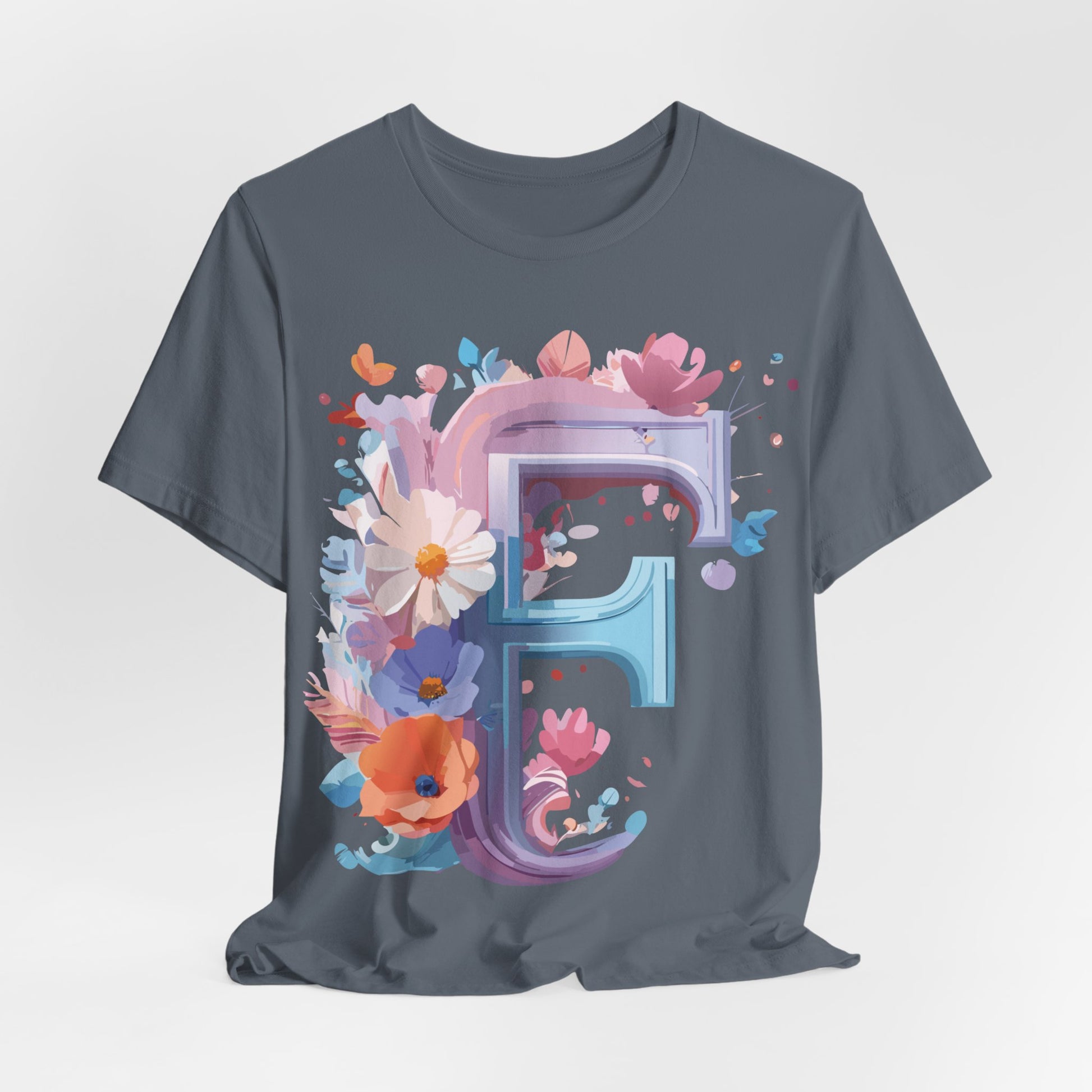 Natural Cotton Tee Shirt - Letters Collection - F Printify