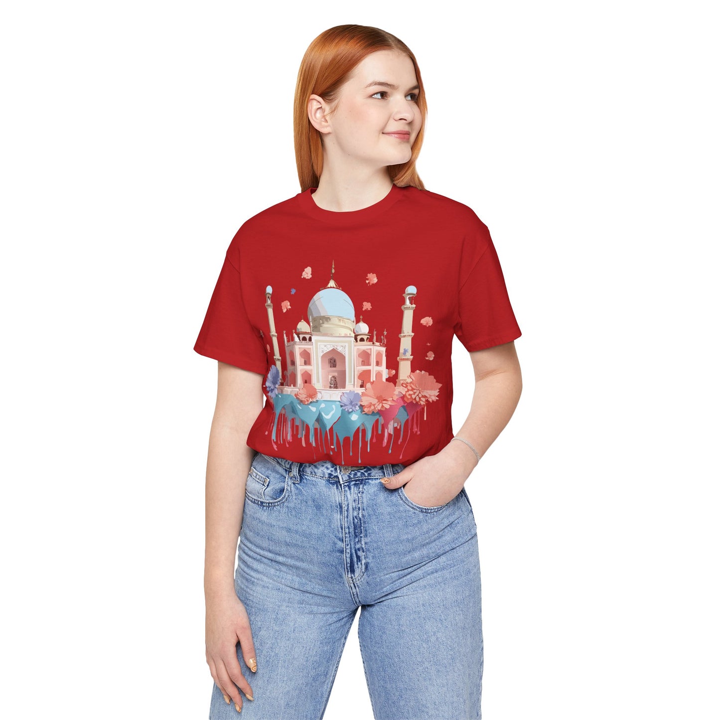 Natural Cotton Tee Shirt - Taj Mahal, India Printify